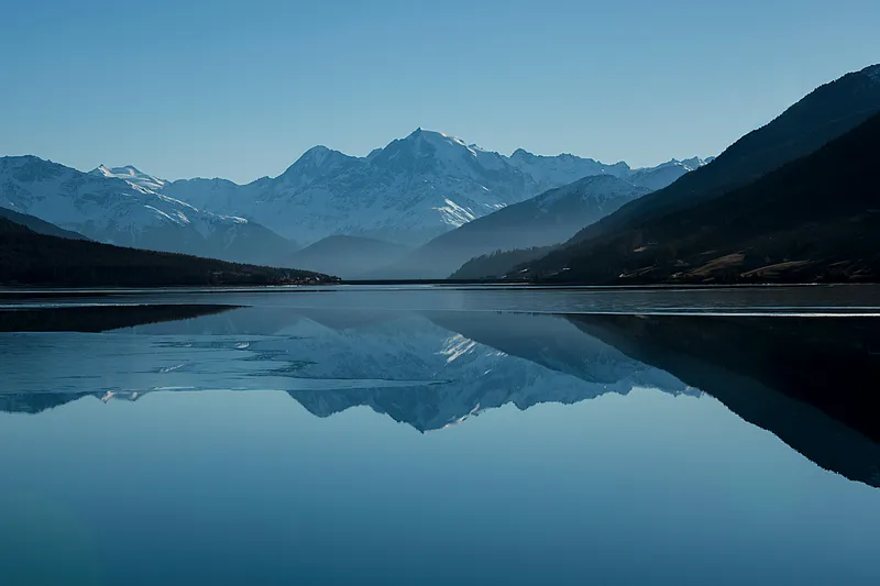 Mountains and water.