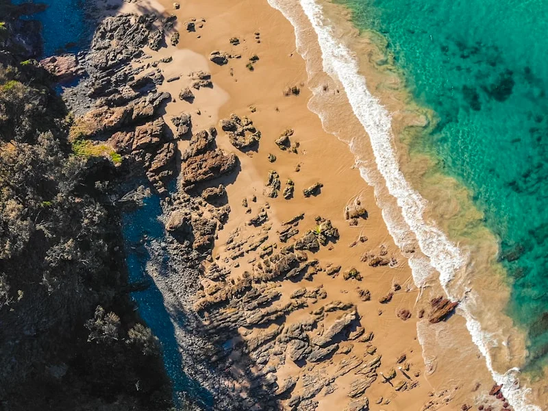 Rocky coastline from above