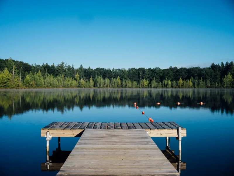Wooden dock on a calm lake